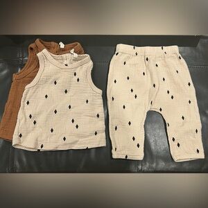 Quincy Mae Cream and Brown Kids Matching Set